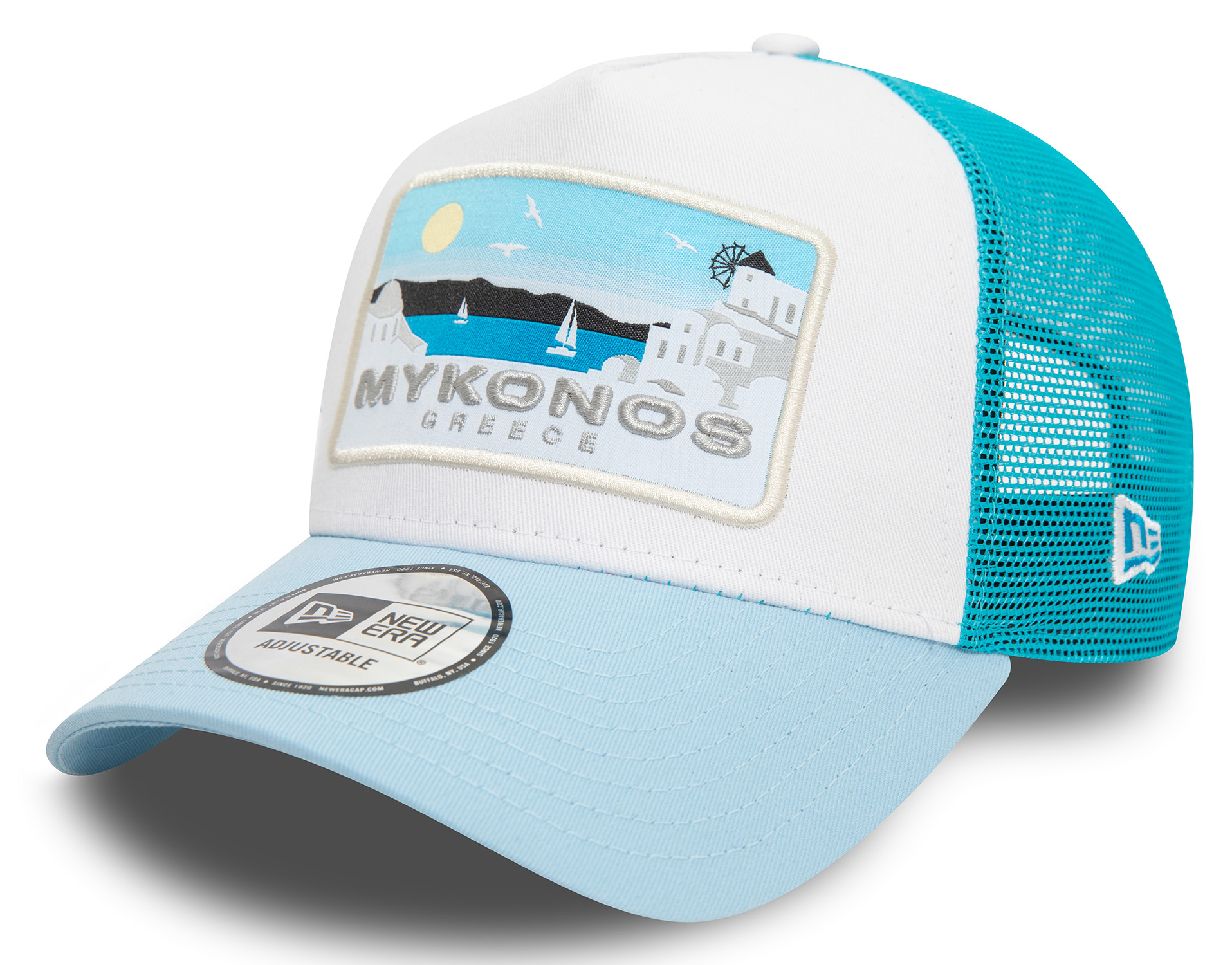New Era Summer Trucker Cap Mykonos Blau 24211