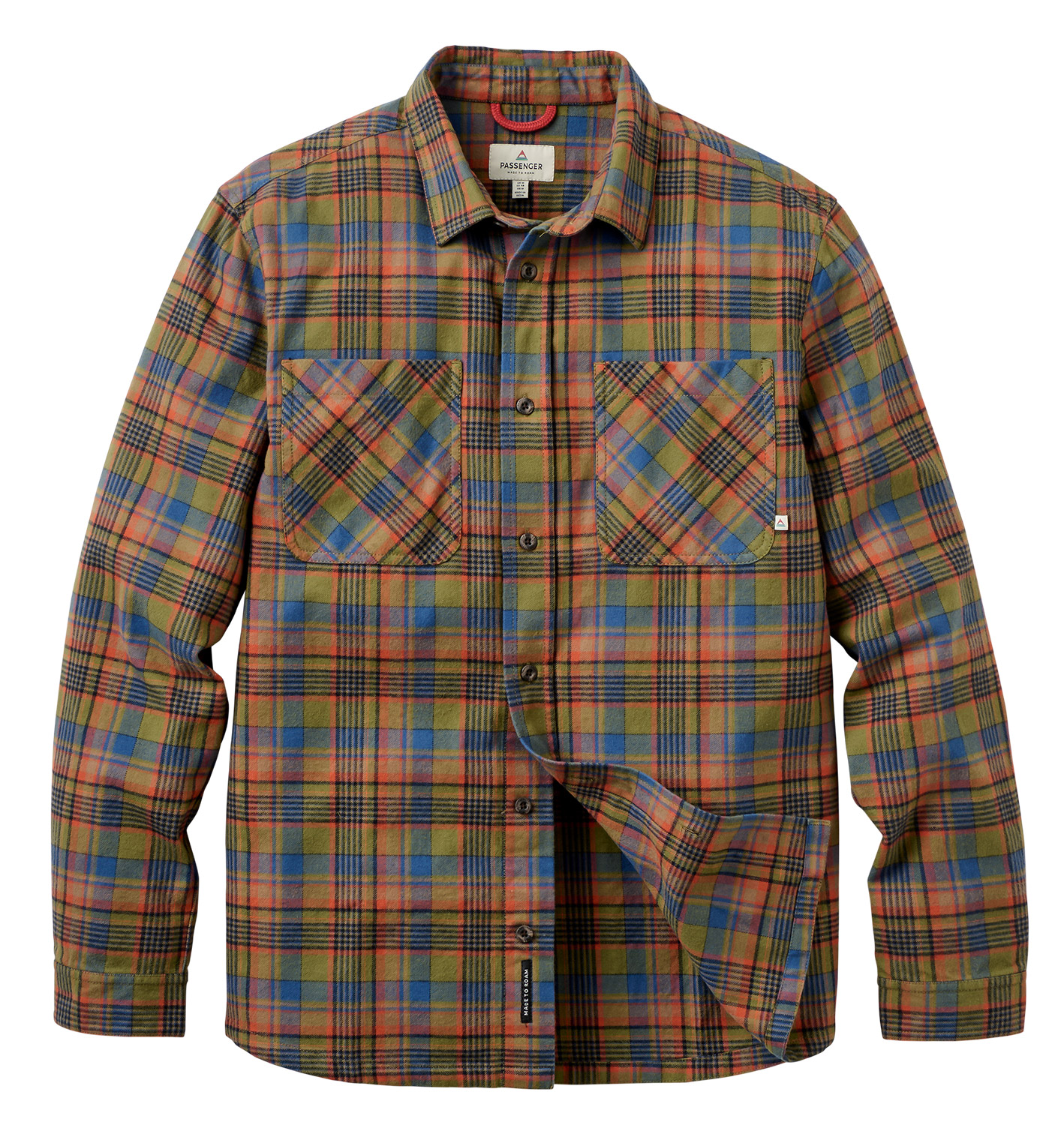 Passenger Backcountry Flannel Check Hemd Khaki Dark Denim 26665