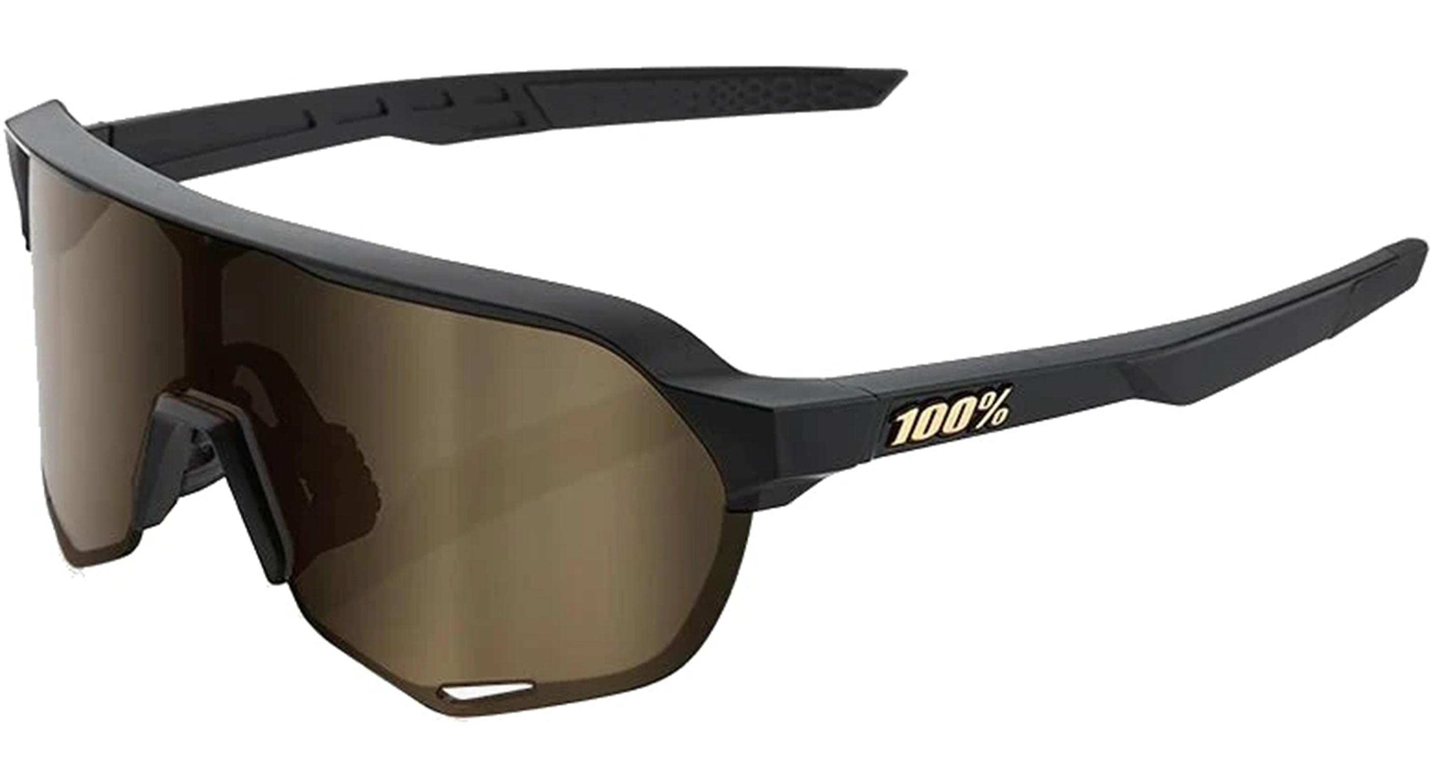 100% S2 Matte Black Soft Gold Mirror Sonnenbrille 23393