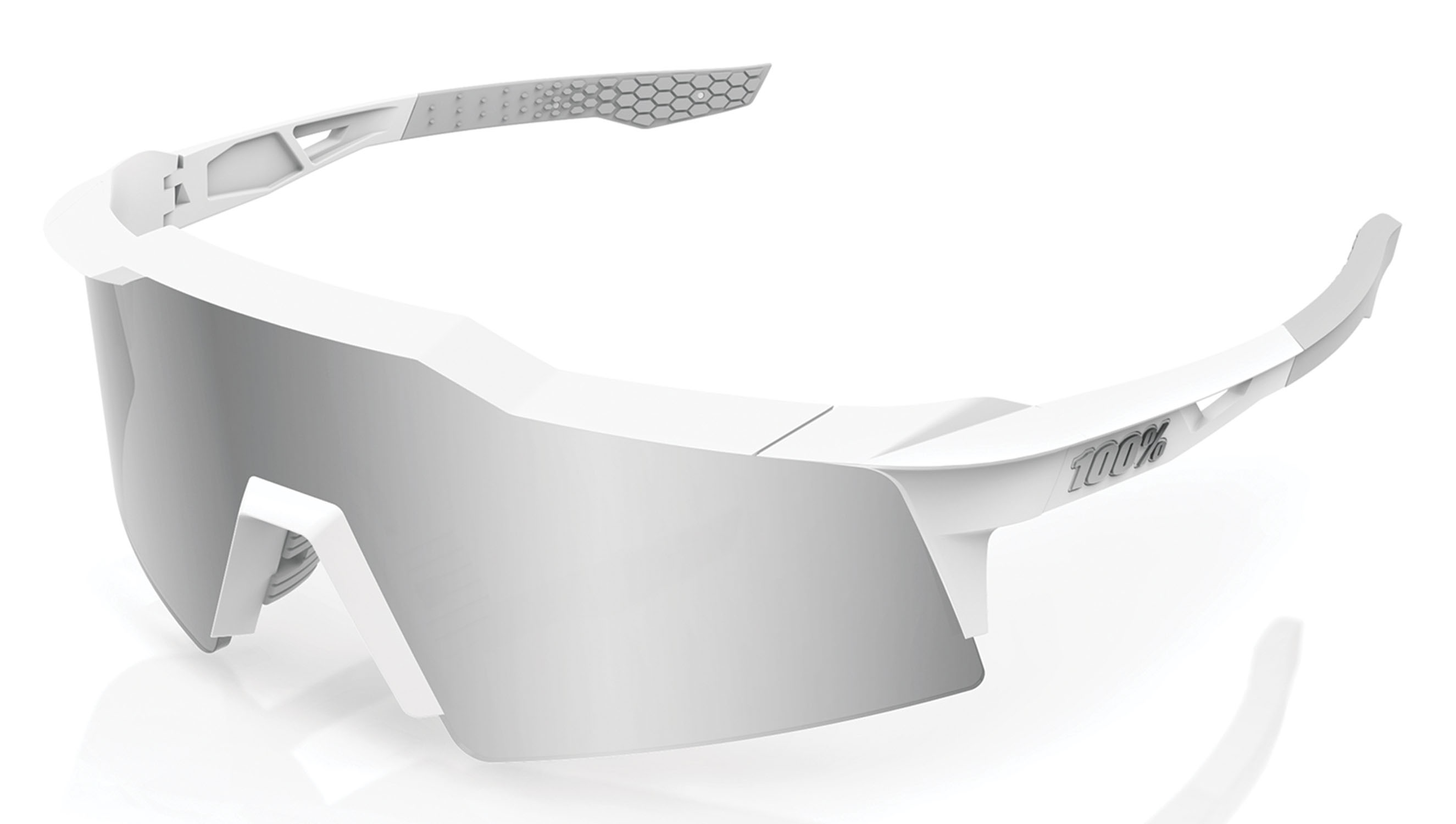 100% Speedcraft XS Matte White Silver Hiper Mirror Sonnenbrille 20028