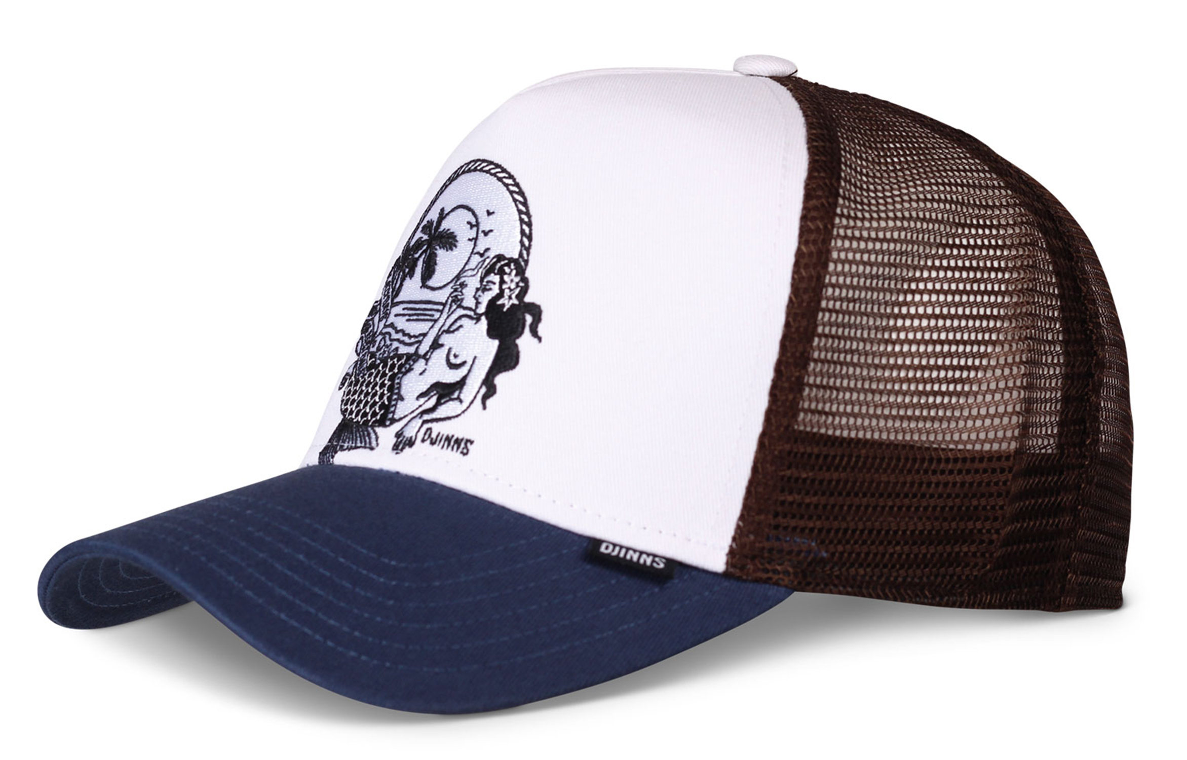 Djinns HFT Trucker Cap Lazy Mermaid White Navy Brown 25355 Djinns HFT Trucker Cap Lazy Mermaid White Navy Brown 25355