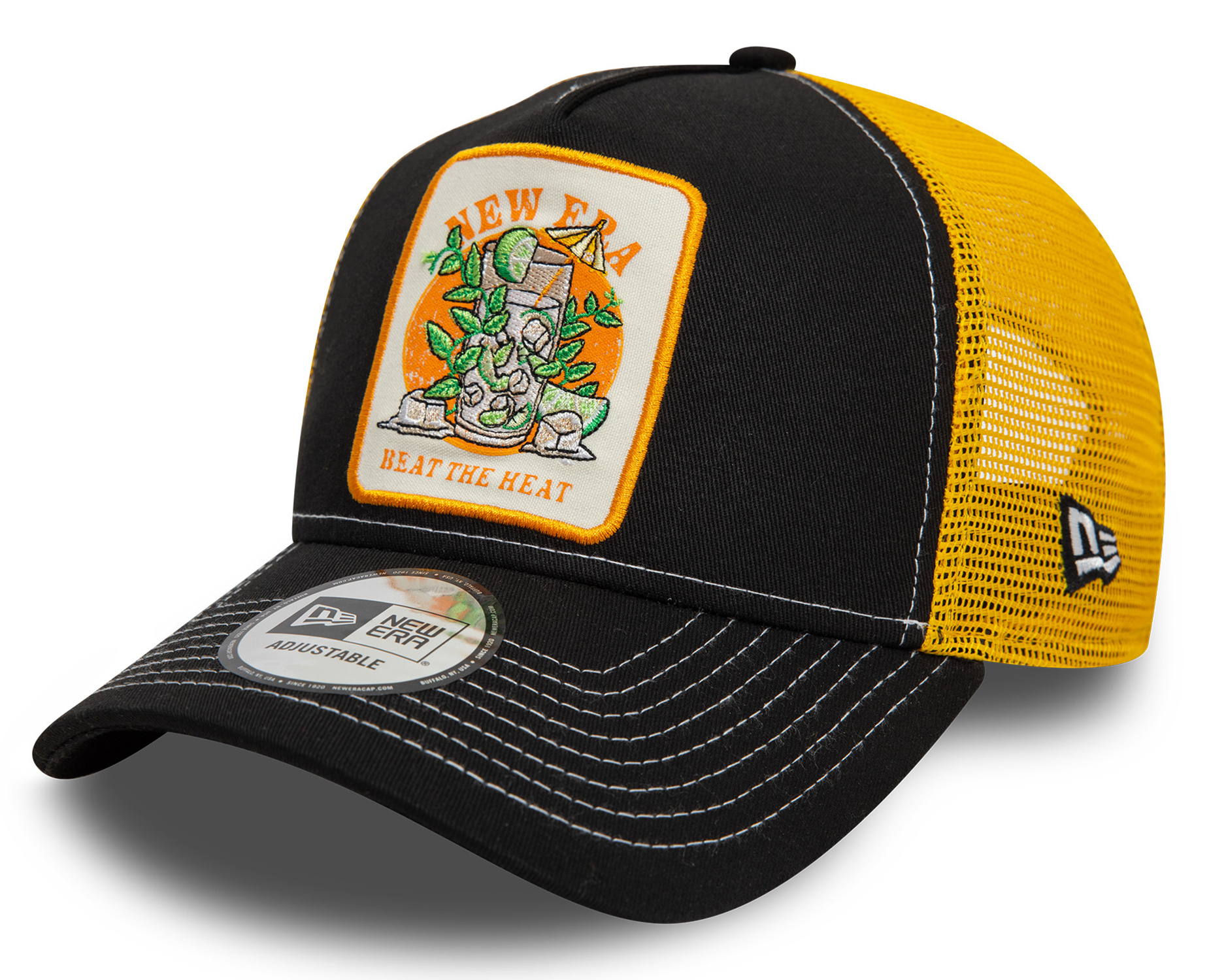 New Era Summer Patch Trucker Cap Black Orange 25111