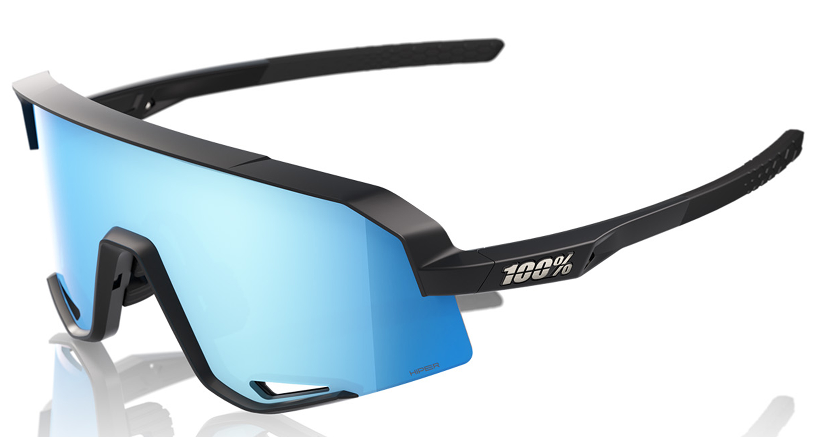 100% Slendale Matte Black Hiper Blue Multilayer Sonnenbrille 24325