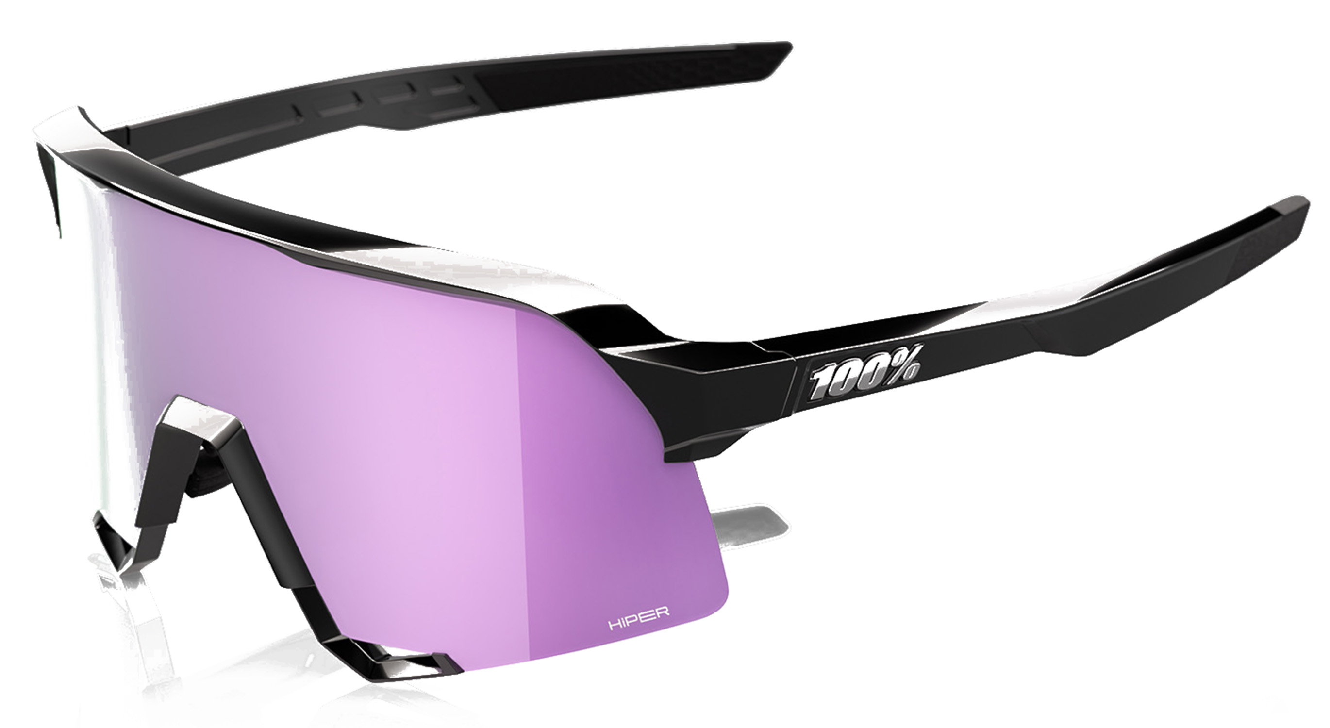 100% S3 Polished Black Hiper Lavender Polarized Sonnenbrille 26089