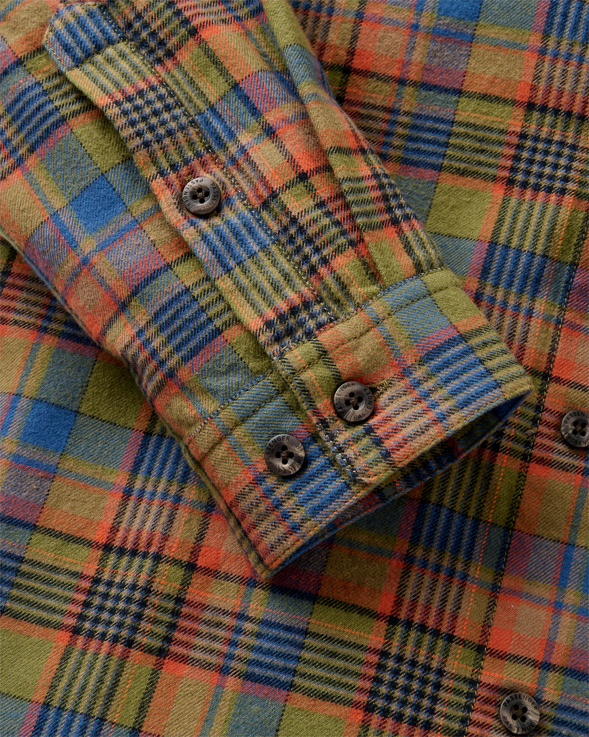 Passenger Backcountry Flannel Check Hemd Khaki Dark Denim