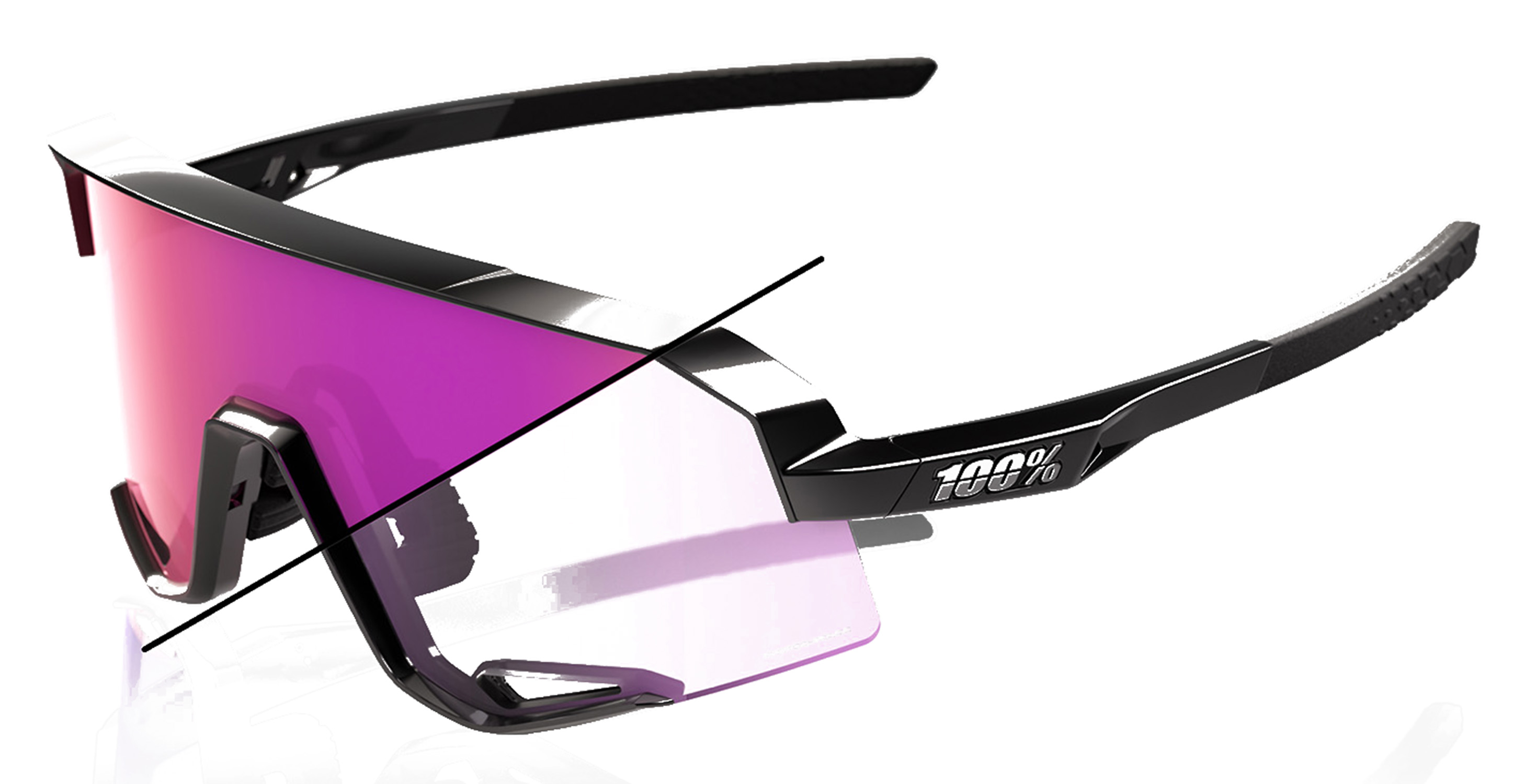 100% Slendale Gloss Black Purple Photochromic Sonnenbrille 26097