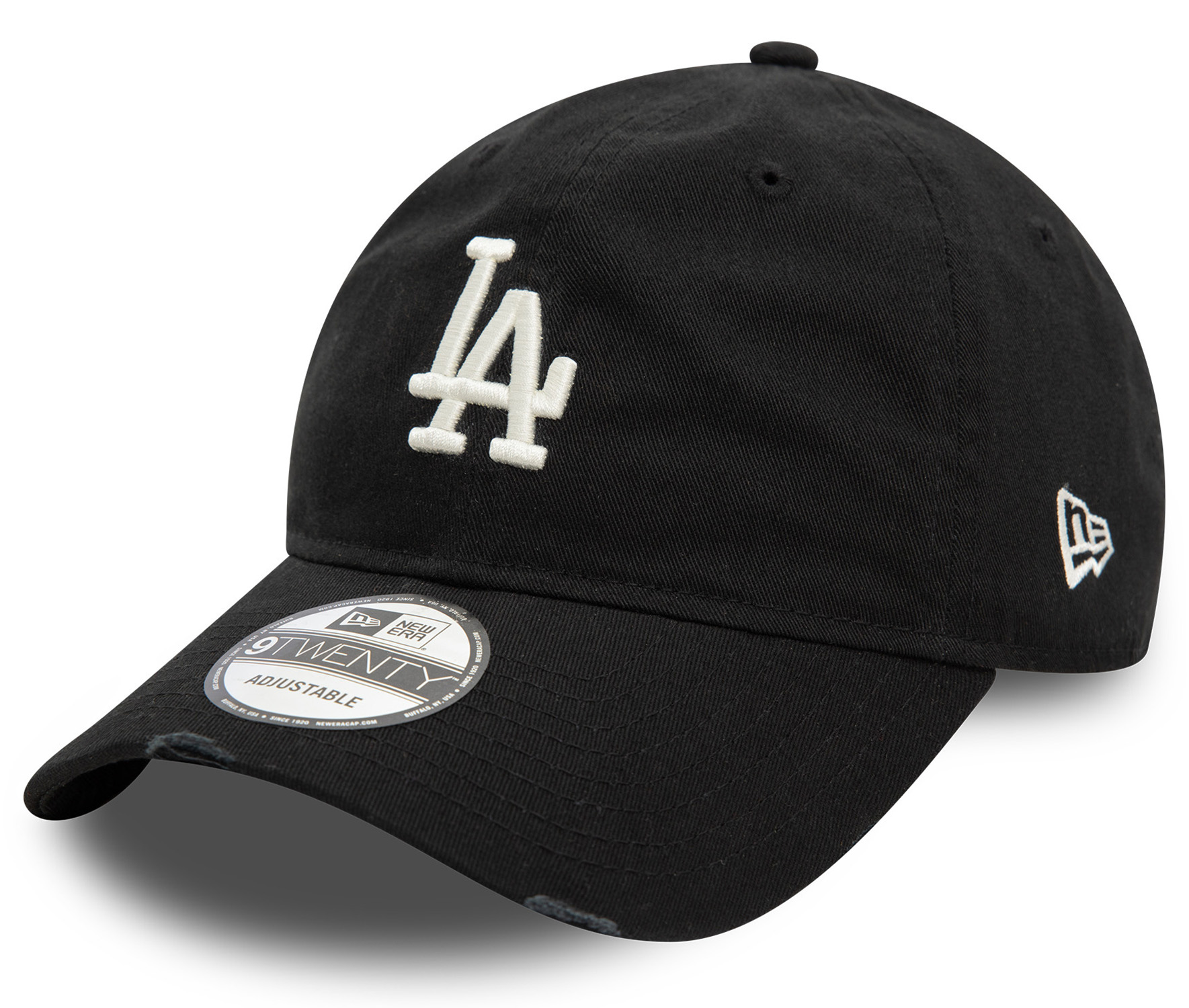 New Era Distressed 9Twenty Cap Los Angeles Dodgers Black White 25108