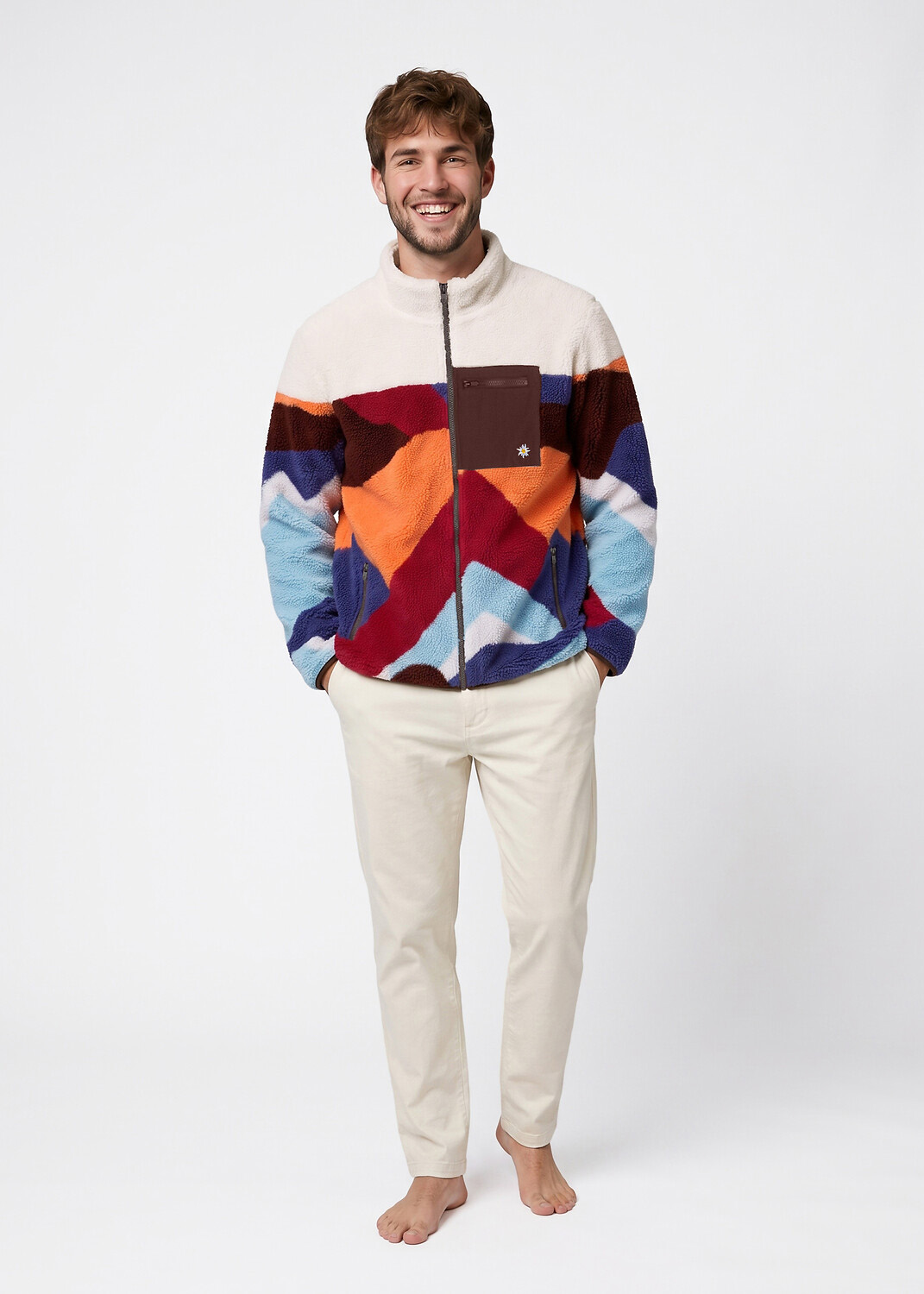 Bavarian Caps Edelweiß Alpenglühen Zip Sherpa Multi