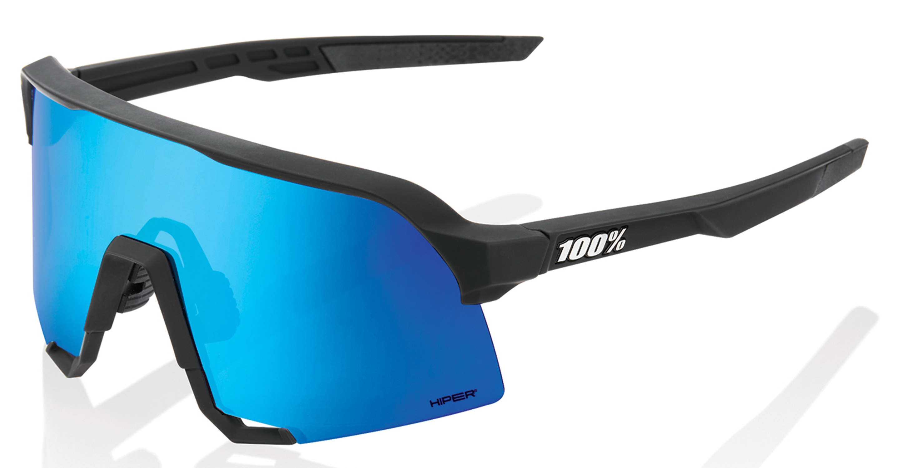 100% S3 Matte Black Hiper Blue Mirror Sonnenbrille