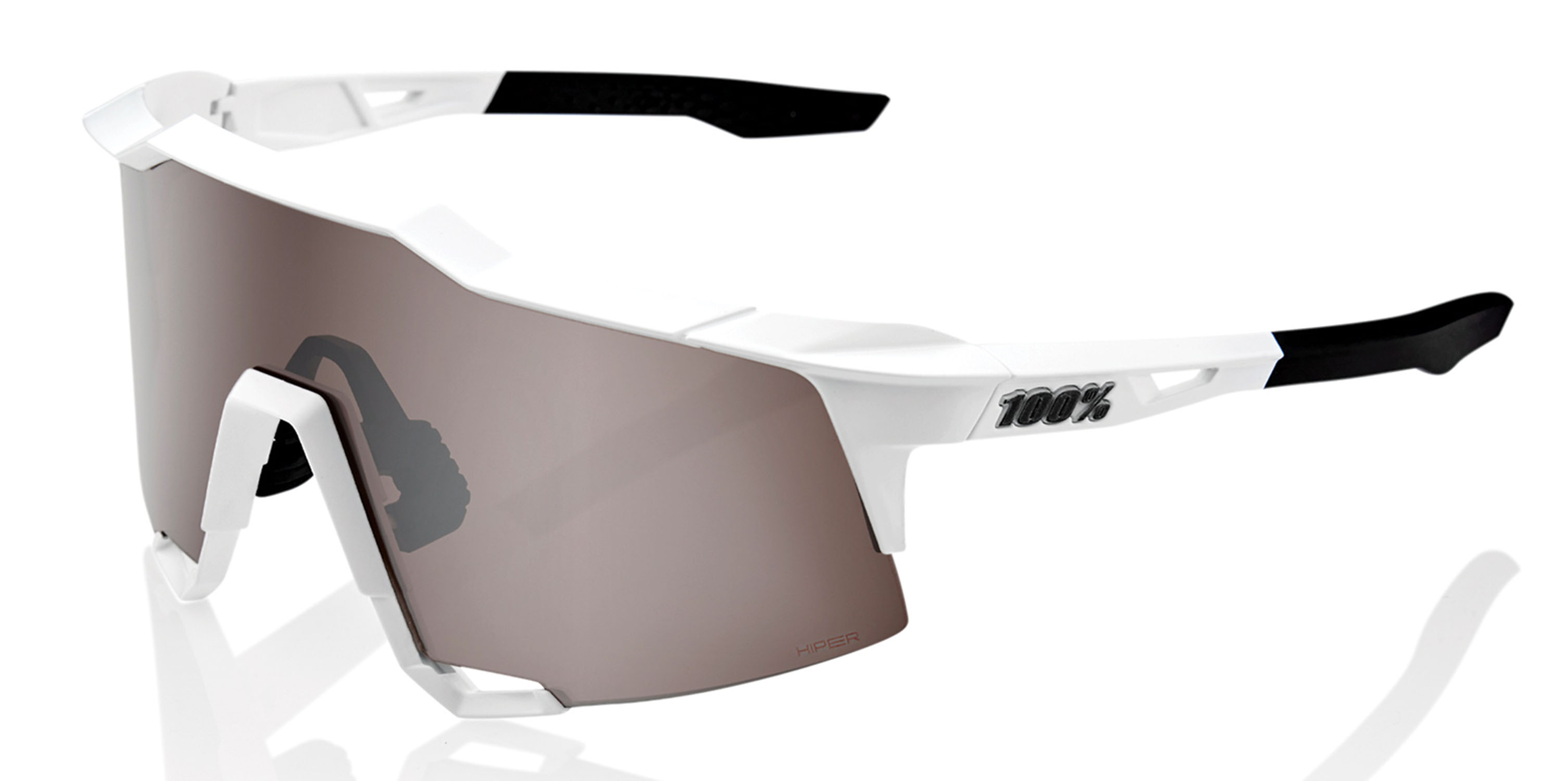 100% Speedcraft Tall Matte White Silver Hiper Mirror Sonnenbrille 20045