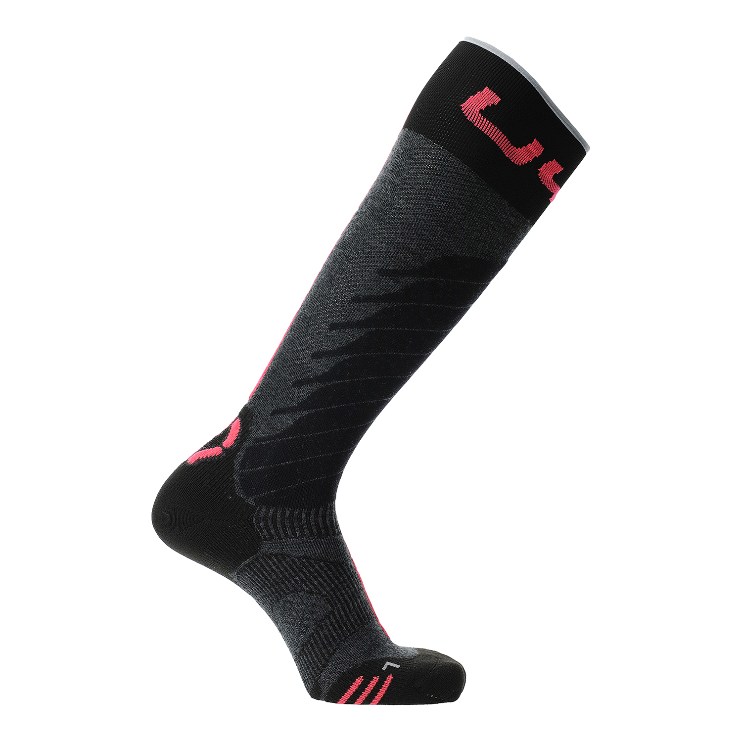 UYN Damen Ski One Merino Socken Anthracite Pink